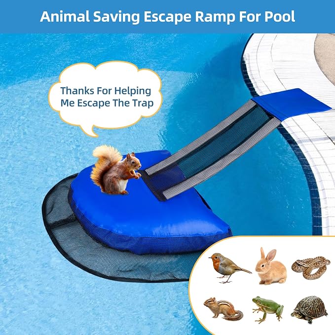 Pro Pool Animal Escape Ramp - Floating Frog Saver Log for Swimming Pools, Durable Critter Ramp,Summer Small Animal Rescue,Animal Escape Platform, Prevent Drowning with Easy Installation (Blue-1Pack)