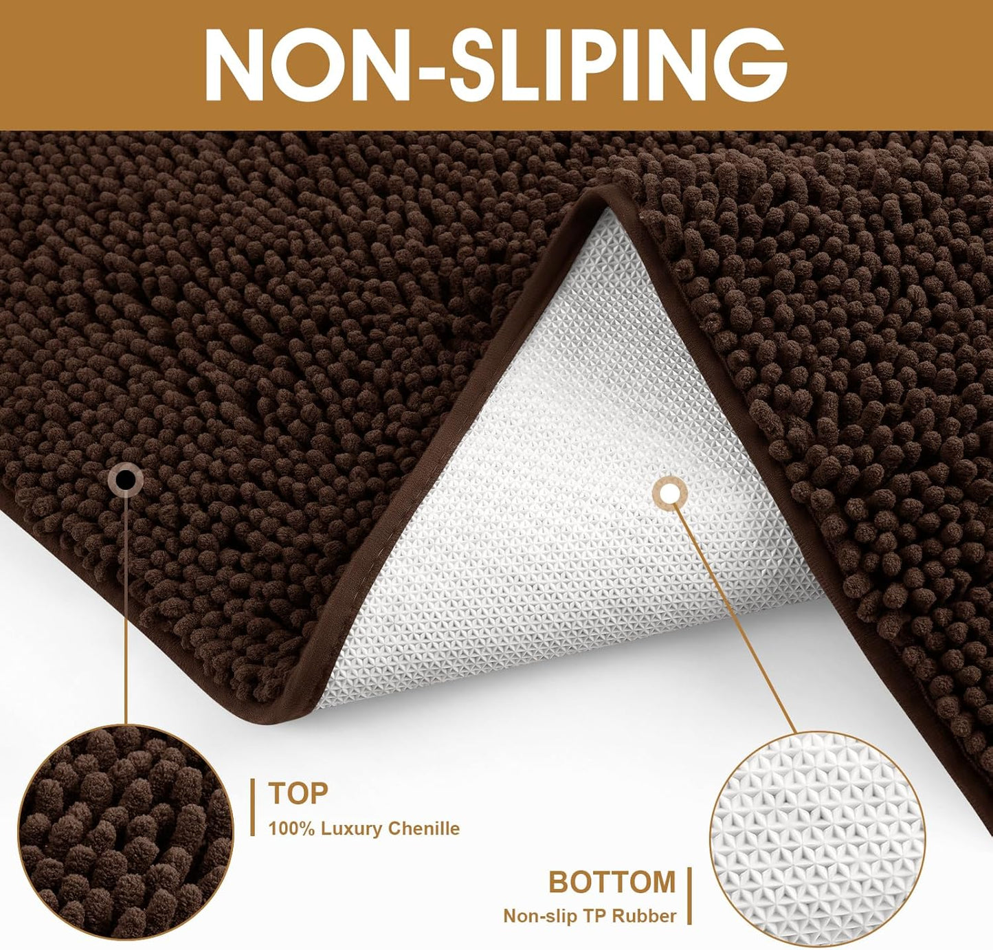 Extra Large Dog Door Mats for Muddy Paws, Chenille Absorbent Dog Mats, Non Slip Heavy Mud Mat for Dogs, Soft Pet Mat for Entryway, Mud Paws, Inside Floor,71" x 25", Brown