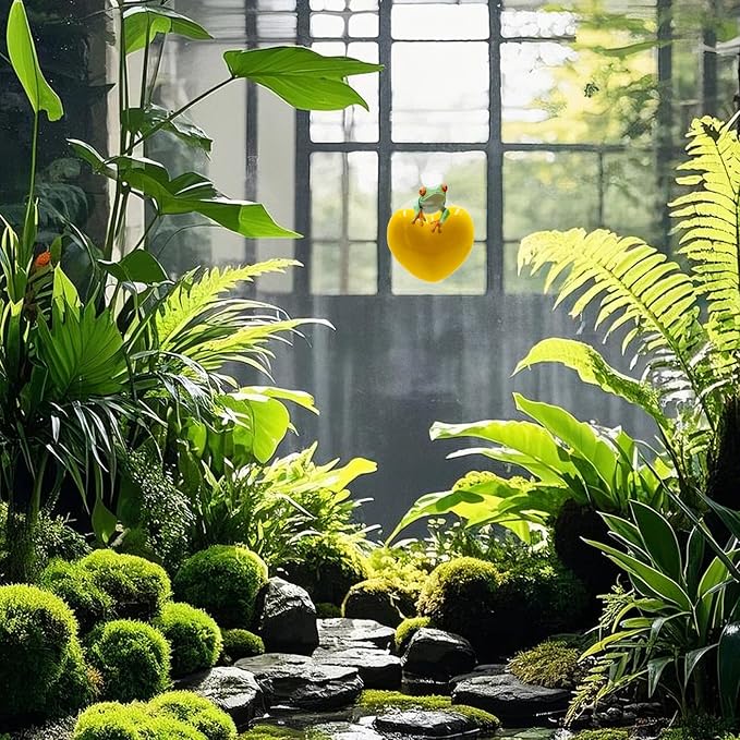 Tree Frog Terrarium Accessories, 3 Pack Multicolor Ceramic Relax & Climbing Spots with Suction Cups, Tank Habitat Accessories for African Dwarf Frog, Toad