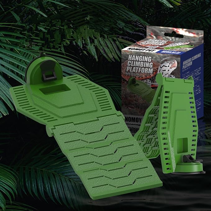 Turtle Resting Basking Platform, Foldable Turtle Ramp, Tortoise Climbing Ladder Resting Terrace for Frog Terrapin Reptiles Amphibian Habitat Hideouts Aquarium Decor Floating Dock (Green, M)