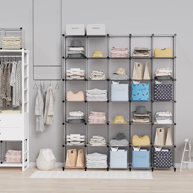 HOMIDEC Closet Organizers and Storage, 9 Cube Storage Organizer, Grey | Portable Closet Organizer, Storage Cubes Shelves, for Bedroom, Kids Room, Bathroom, Wardrobe, Clothes Rack