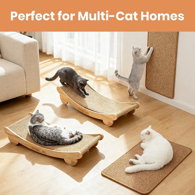 Extra Large 31.5" Cat Scratcher Bed & Mat Set | Cat Scratch Pad&Bed – Cat Wall Scratcher Protects Sofas and Furniture – Ideal for Indoor Cats to Scratch and Rest