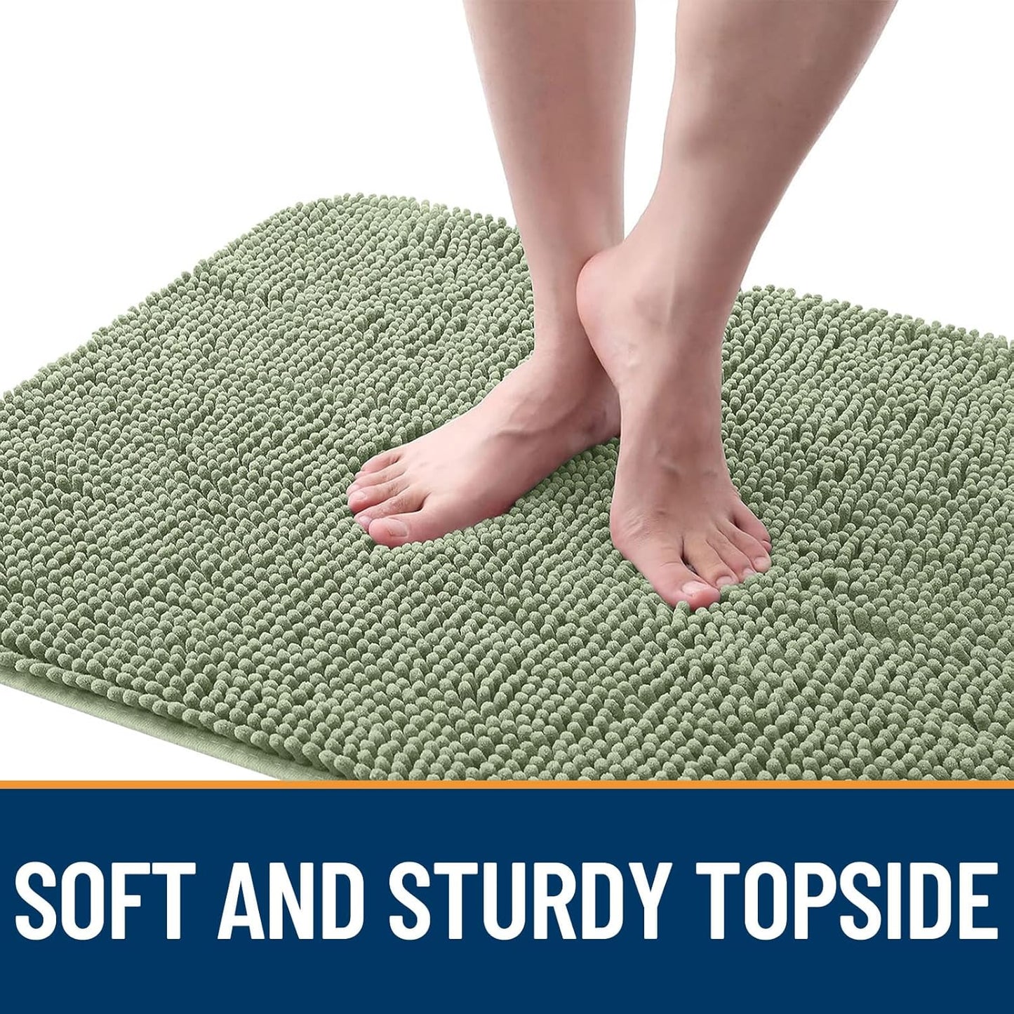 OLANLY Dog Door Mat for Muddy Paws 70x24, Absorbs Moisture and Dirt, Absorbent Non-Slip Washable Doormat, Quick Dry Chenille Mud Mat for Dogs, Entry Indoor Entryway Carpet for Inside Floor, Sage Green