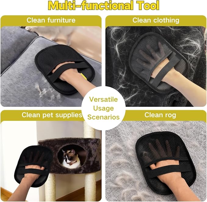 Pet Hair Removal Glove for Cats & Dogs - Upgraded Five-Finger Electrostatic Reusable Magic Brush, Machine Washable for Clothing, Couch, Carpet & Furniture
