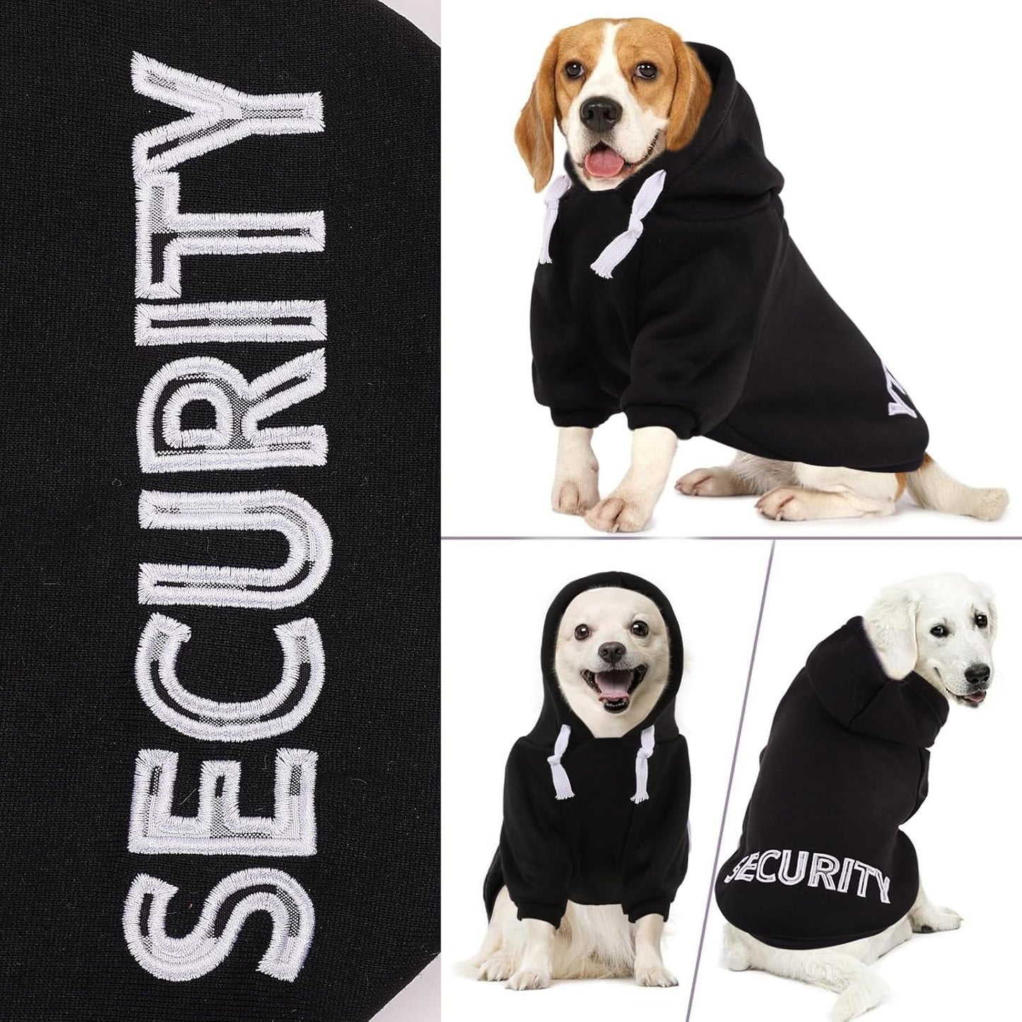 SAWMONG Dog Hoodie,Flannel Pet Hooded Sweater with Hat Puppy Pullover Sweater Shirt,Dog (Security Black,2XL)
