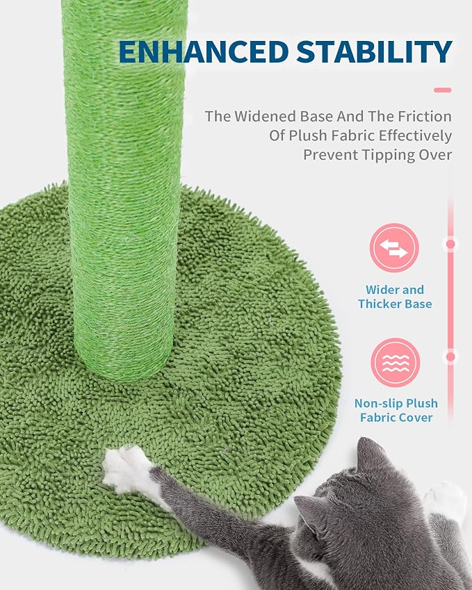 Made4Pets Cactus Cat Scratching Post for Small Indoor Cats & Kittens, 21.7" | Natural Sisal Rope Cat Scratcher with Stable Base and Plush Ball for Kittens to Scratch, Play and Develop Healthy Habits