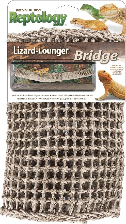 PENN-PLAX Reptology Lizard Lounger Bridge – 100% Natural Seagrass Fiber – Great for Bearded Dragons, Anoles, Geckos, and Other Reptiles – Extra-Extra Large