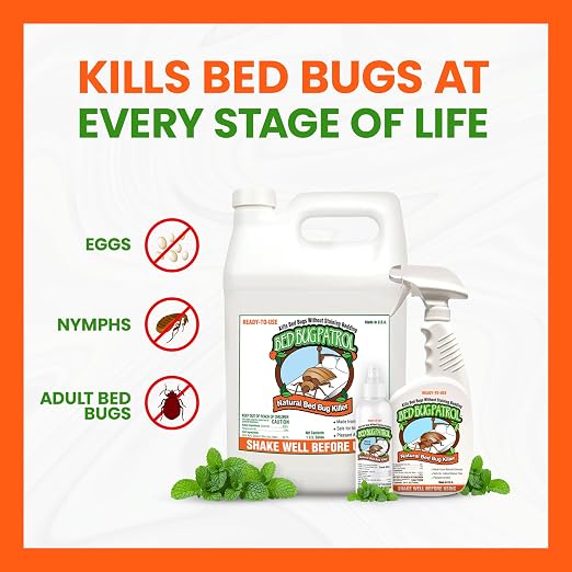 Bed Bug Spray & Killer – 128oz (1 Gal Refill) Fast-Acting Treatment Kills Bed Bugs, Eggs & Larvae on Contact | Natural Formula|Family & Pet Safe by Bed Bug Patrol