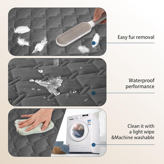 gogobunny 3X Stronger Waterproof Pet Blanket, Scratch Proof Furniture Protector for Dogs Cats, Reversible Cover 52x82 Inch, Dark Grey