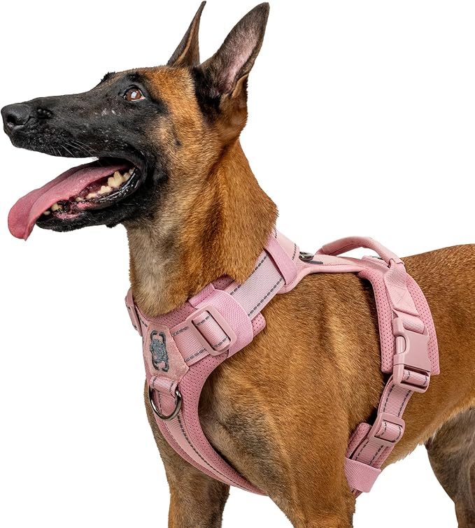 OneTigris Soft Padding No Pull Dog Vest Harness for Medium and Large Dogs | High-tensile Nylon, Adjustable, Reflective, 1 Handle, 3 D-rings, Lightweight, Tough, Easy on/off Tactical Dog Harness