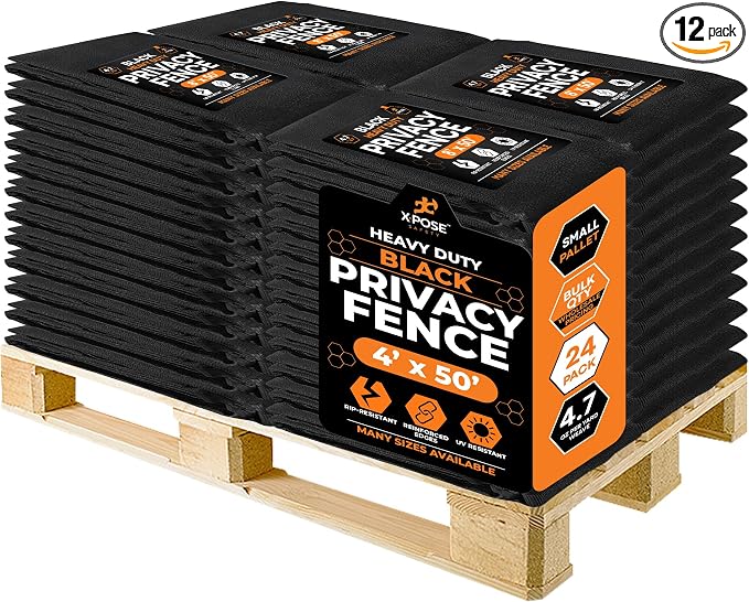 Xpose Safety Privacy Fence Screen 5’ x 50’ (12 Pack) – Heavy Duty Black Mesh with 90% Visibility Block, UV Protection – Includes Cable Ties – for Garden, Yard, Nursery, Kennel, Dog Run, Greenhouse