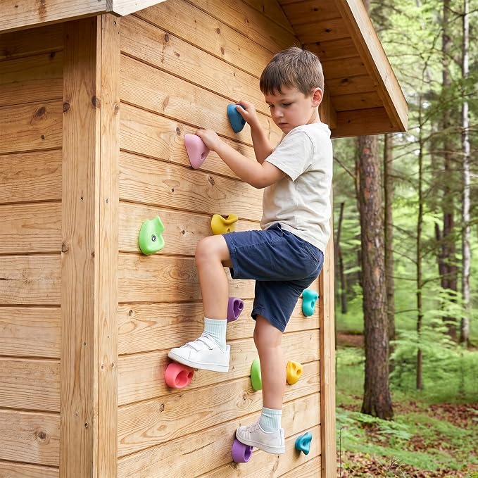 ZENFUN 32 Packs Rock Climbing Holds Multi Size and Color, Indoor & Outdoor Rock Wall Climbing Kit, Rock Wall Holds Multi-Colored Climbing Rock Wall Grips with Mounting Hardware