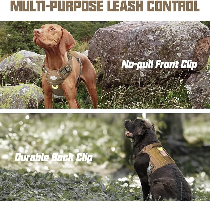 AUROTH Tactical Dog Harness for Small Medium Dogs No Pull Adjustable Pet Harness Reflective K9 Working Training Easy Control Pet Vest Military Service Dog Harnesses Army Yellow S