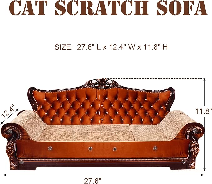 COOZMENT Sofa-Shaped Cat Scratching Couch & Lounge Bed - Thick Cardboard Cat Scratcher Pad (27.6" L x 12.4" W x 11.8" H)