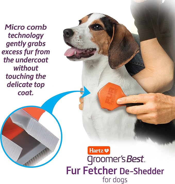 Hartz Groomer's Best Fur Fetcher De-Shedder Dog Brush,Black