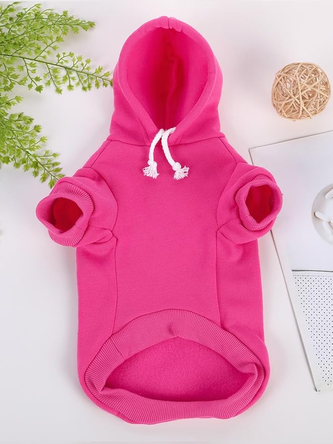 QWINEE Basic Dog Hoodie Sweatshirt Puppy Sweater Warm Cat Costumes Pet Clothes for Chihuahua Puppy Kitten Small Medium Dogs Hot Pink X-Small