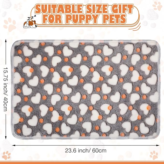Chumia 18 Pcs Fleece Puppy Blanket Bulk, Soft Warm Pet Blanket with Paw Bone Star Elephant Dot Heart Printed Fluffy Throw Bed Mat for Small Medium Dog Cat Kitten Animals(23 x 16 Inch, Sweet)