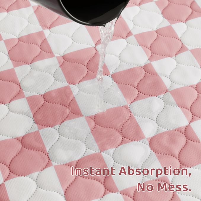 2 Pack Pink Checkered Washable Pee Pads for Dogs, Checkered Reusable Dog Pee Pads, for Puppy Playpen, Crate, Whelping Box, Potty Training, Cute Aesthetic Absorbency, Leak-Proof Non-Slip