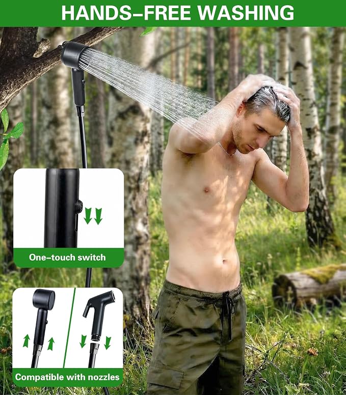 Beviliu Portable Camping Shower – 3 Gallon & 5 Gallon Food-Grade Jug, Rechargeable Pump, IPX8 Waterproof, Lightweight & Extra-Large Portable Shower for Camping, Beach, RV, Pet