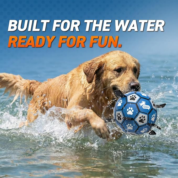 QDAN Dog Balls Toys, Soccer Ball with Straps, Balls for Dogs for Small Medium Puppy, Herding Ball Toy, Birthday Gifts (6 Inch)