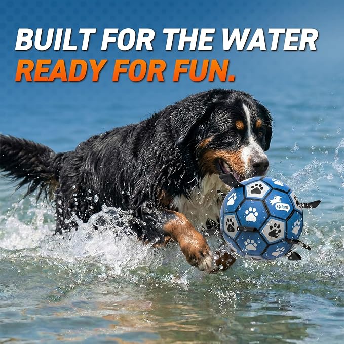 QDAN Extra Large Dog Toys Soccer Ball - Durable Dog Balls for Extra Large Dogs with Straps, Outdoor Dog Toys, Dog Water Toy, Herding Ball (9 Inch)