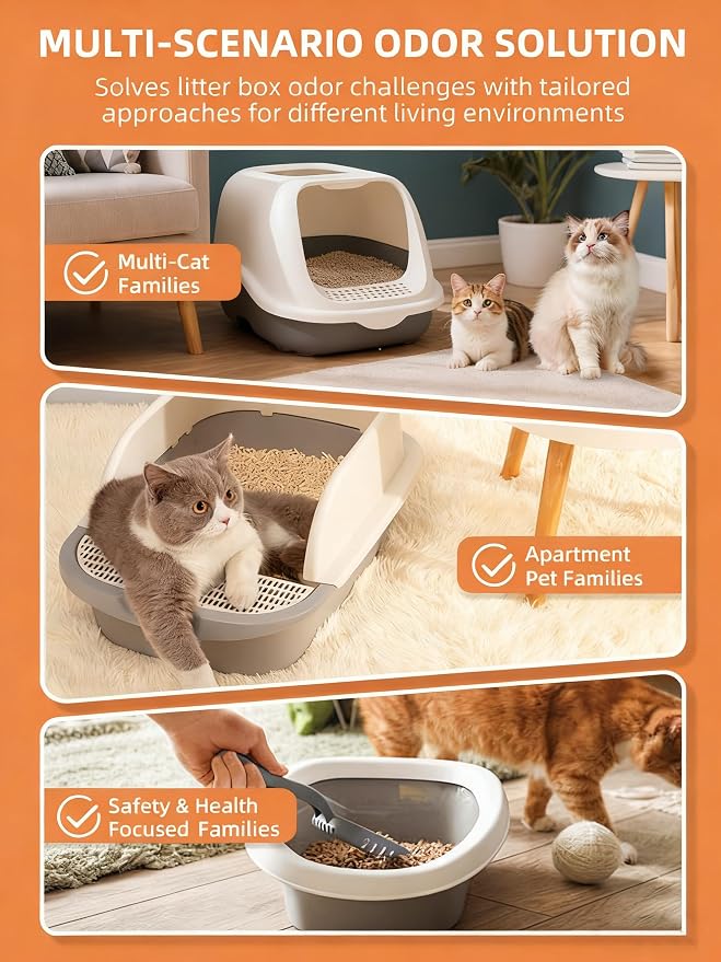 Cat Litter Deodorizer, Pet Odor Eliminator, Cat Toilet Tray Smell Control Remover, Extends Litter Life, Suitable for All Litter Types, 15.9 oz (Pack of 3)