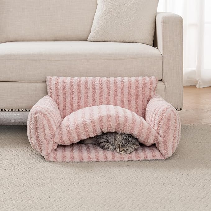 Hollypet Cat Bed Small Dog Orthopedic Couch Beds for Pets up to 20 lbs | Fluffy Multifunctional Double-Layer Warming Kitten Pet Couch Orthopedic Beds with Machine Washable Cover and Non-Slip Bottom