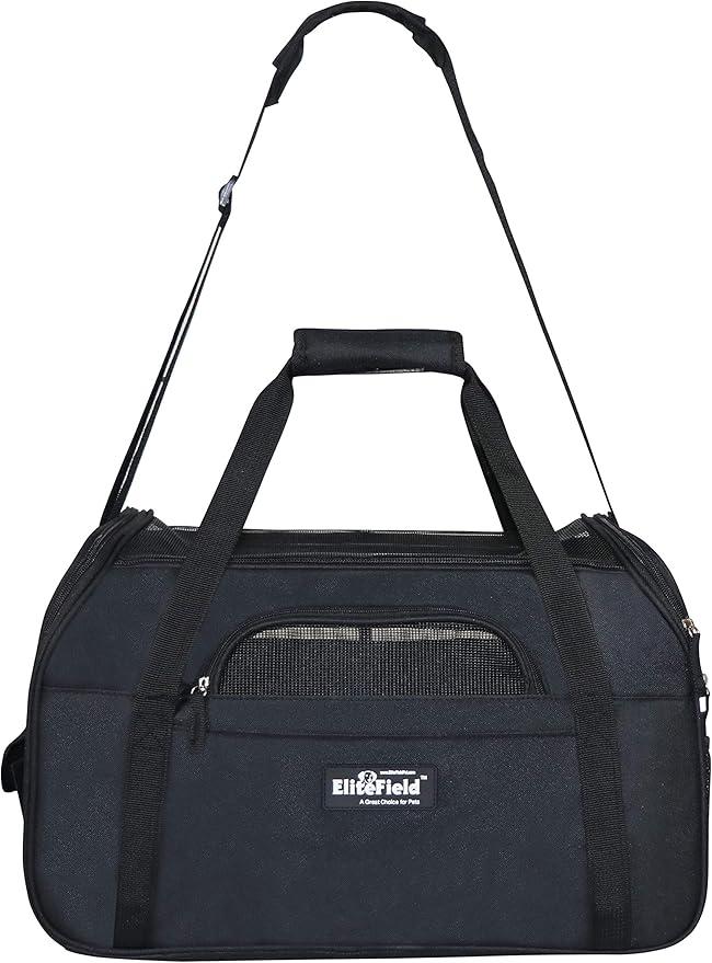 EliteField Soft Pet Carrier (3 Year Warranty, Airline Approved) Soft Sided Dog Puppy Cat Carrier Travel Bag (X-Large: 21" L x 12" W x 13" H, Black)