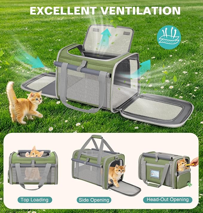Soft Cat Carrier for Pets Up to 20 Lbs, Collapsible Cat Carrier Bag with Privacy Curtains, Airline Approved Small Pet Carrier for Small Medium Cats Dogs Puppy, Washable Soft Pet Travel Bag Dog Carrier