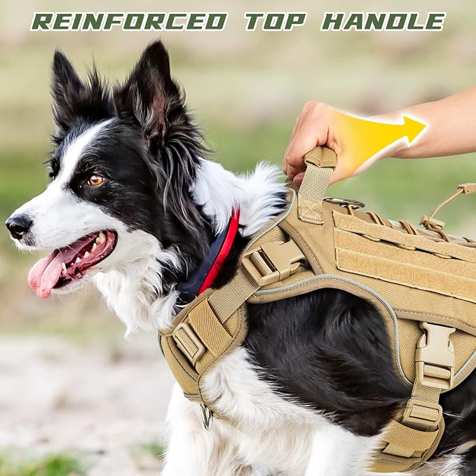 WINGOIN Tactical Dog Harness for Small Dogs,Heavy Duty No Pull Dog Harness | with Handle,Adjustable Reflective,Military K9 Style,Big Size Dog Vest,for German Shepherd,for Walking Training Hunting