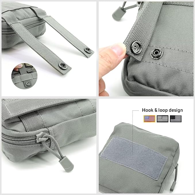 Forestpaw Tactical Dog Harness Pouches and Patches Set,M,Gray | Adjustable Fits 22-35" Chest,30-80 lbs,No Pull Military Style Service Dog Vest for Daily Walking Training,Medium Dogs