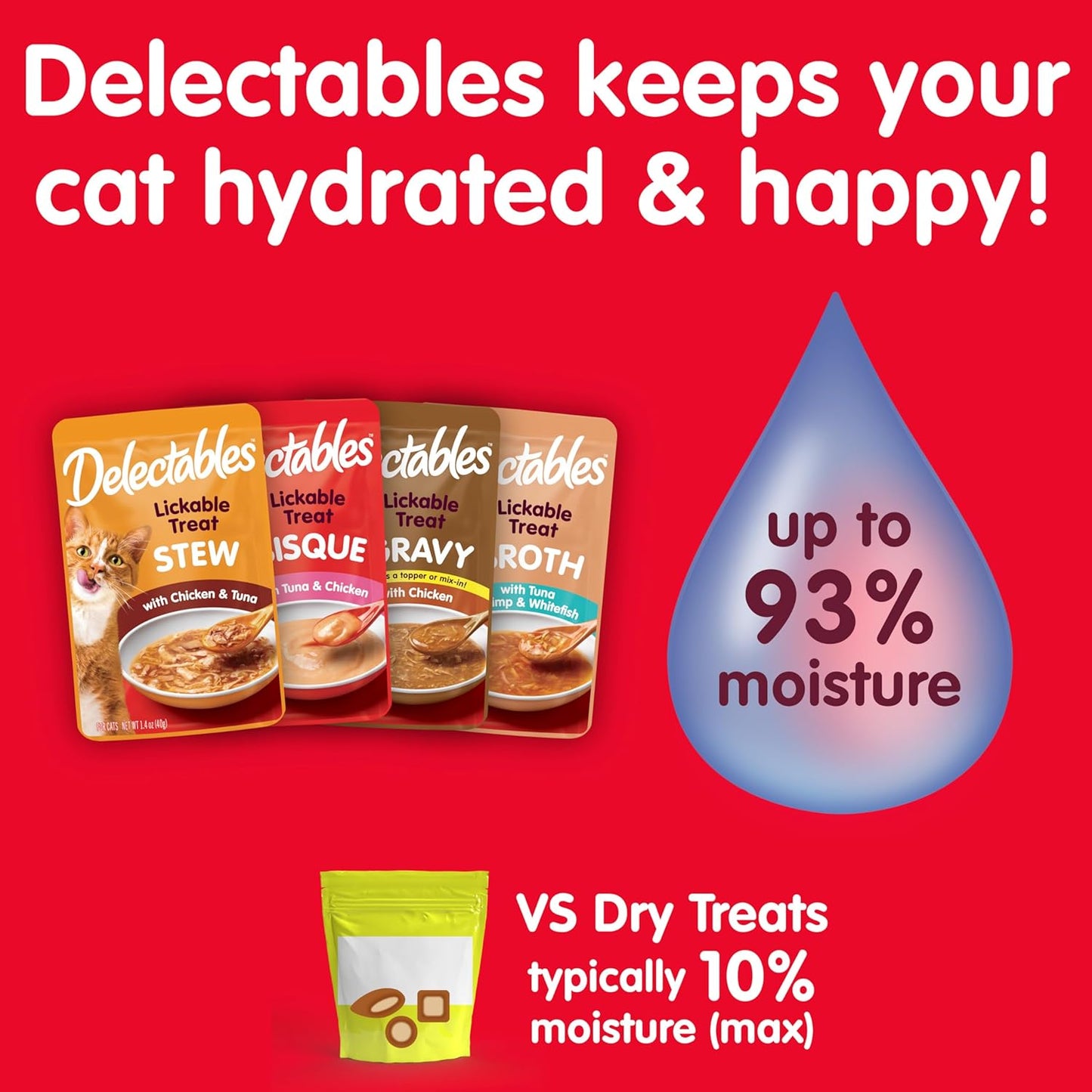Hartz Delectables Non-Seafood Bisque Lickable Wet Cat Treats for Adult & Senior Cats, Multiple Flavors, Pack of 12