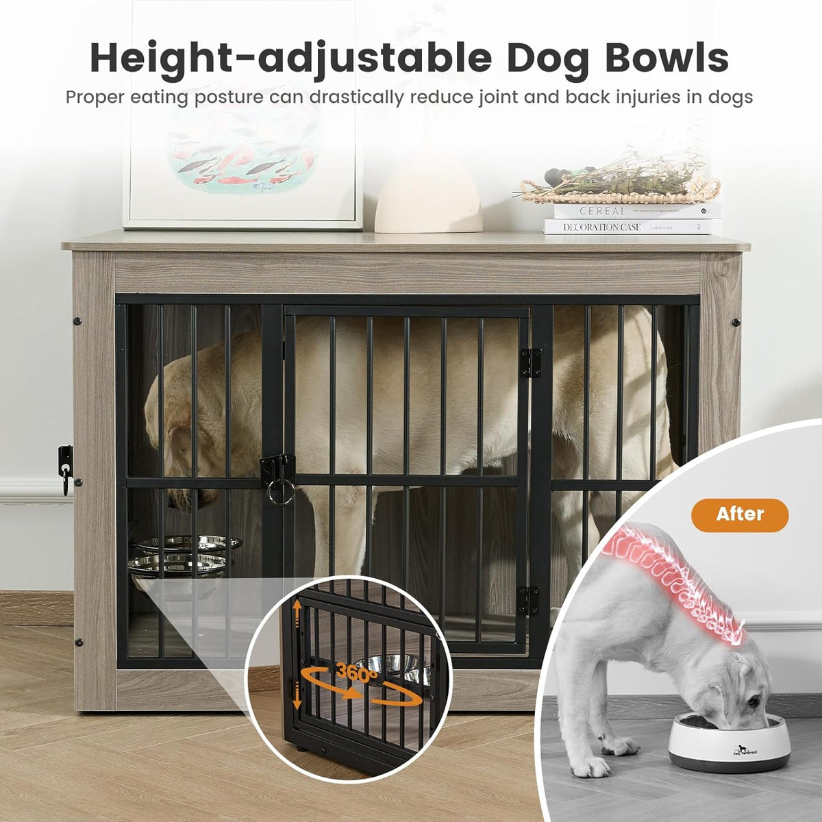 Gardner Pet Dog Crate Furniture for Small Dog, 27.2 Inches Dog Kennel Indoor, Wooden Dog Cage End Table, Heavy Duty Dog Crates, Rustic Grey