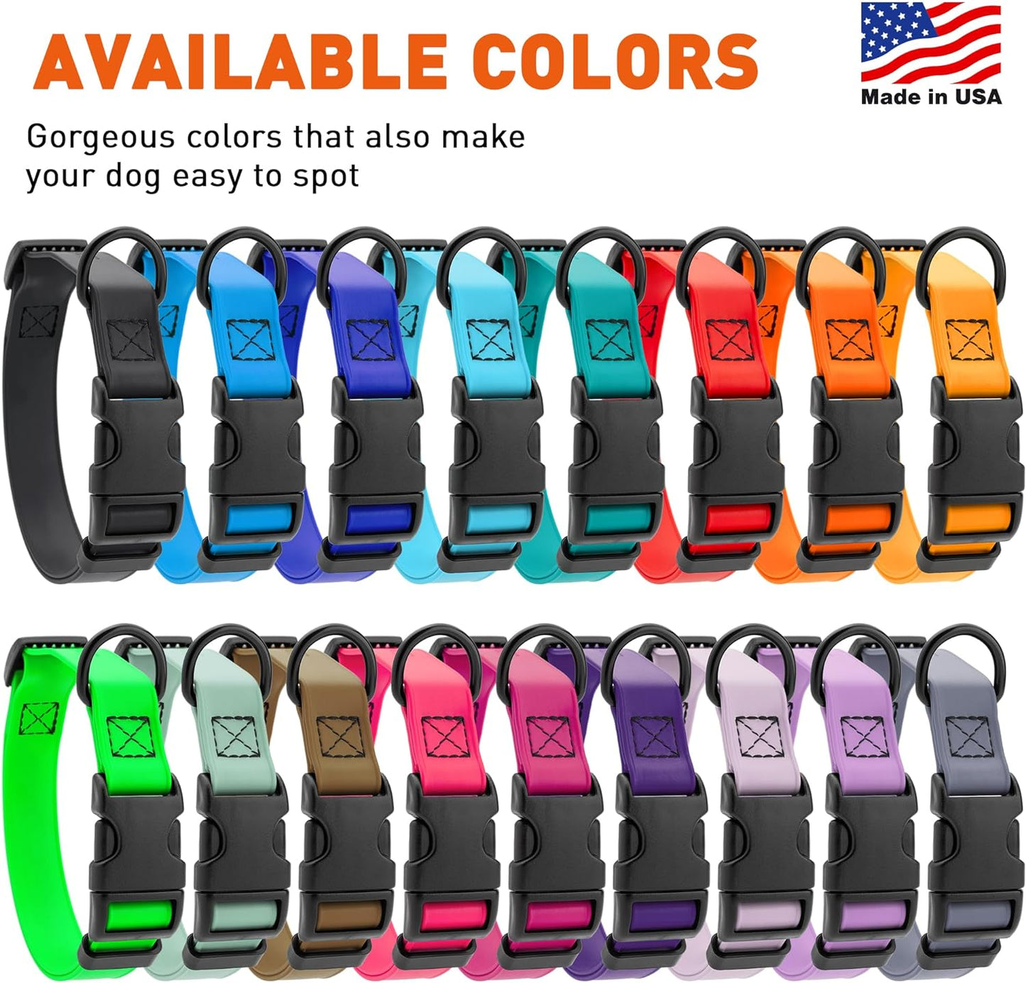 Dogline Biothane Waterproof Dog Collar with Quick Release Buckle Strong Coated Nylon Webbing with Odor- Proof for Easy Care Easy to Clean Fits Small Medium or Large Dogs, Dogline Blue 1" W 15-23" L