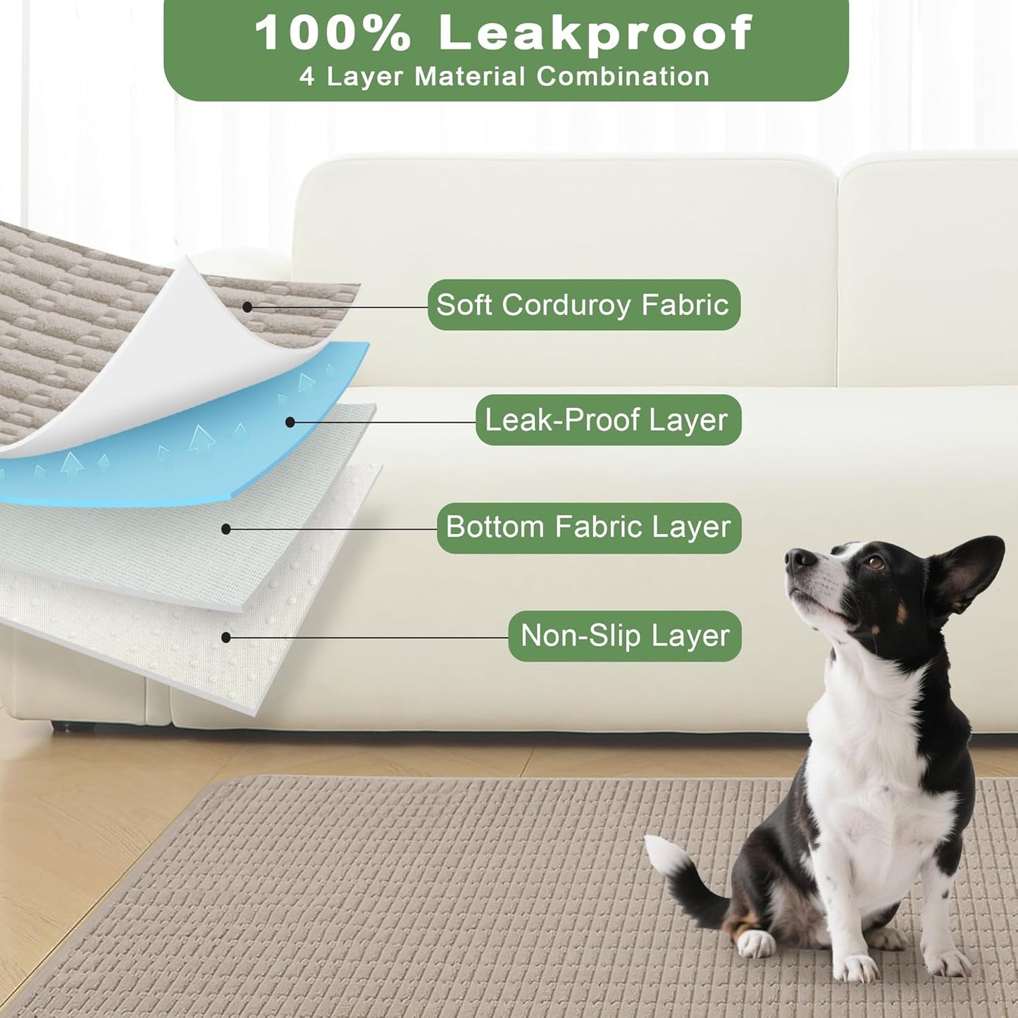 Washable Pee Pads for Dogs, 2 Pack Reusable Puppy Pads Dog Pads, Non-Slip Dog Pee Pads, Leakproof Pet Pee Pads Wee Wee Pads for Dogs. (Brown, 36"x40"(Pack of 2))