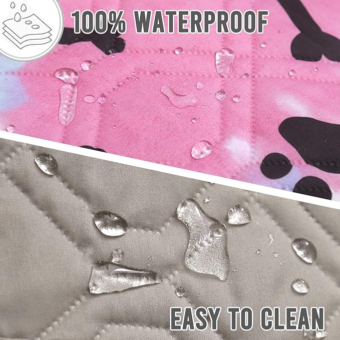 BOCTOPUG Dog Bed Cover for Pets Blankets Rug Pads for Couch Protection Waterproof Bed Covers Dog Blanket Furniture Protector Reusable Changing Pad (20X30, Red+Black Paw Bone)