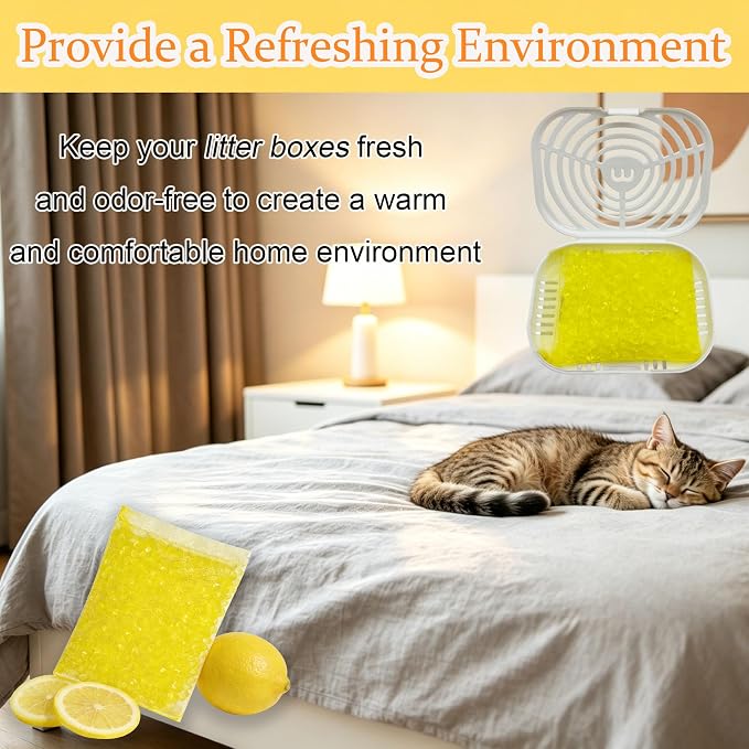 12 Packs Cat Litter Deodorizer Refills Compatible with Whisker OdorTrap Pod | Odor Eliminator for Self-Cleaning and Traditional Litter Boxes (Lemon)
