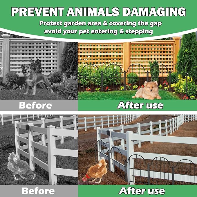 Blingluck Garden Fence, 17 in(H) x 21 ft(L) Arched Rustproof Metal No Dig Fence Garden Fence Border, Ground Stake Animal Barrier Fence for Rabbit Dog, Outdoor Landscape Decor for Yard & Patio,19 Pack