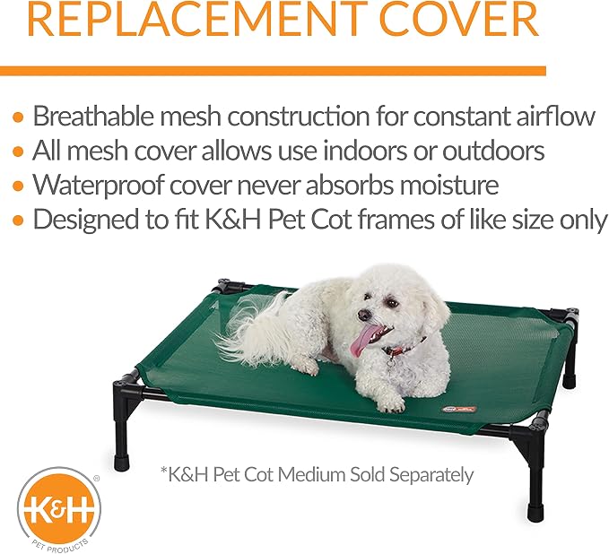 K&H Pet Products All Weather Pet Cot Replacement Cover Green Medium 32 X 25 Inches