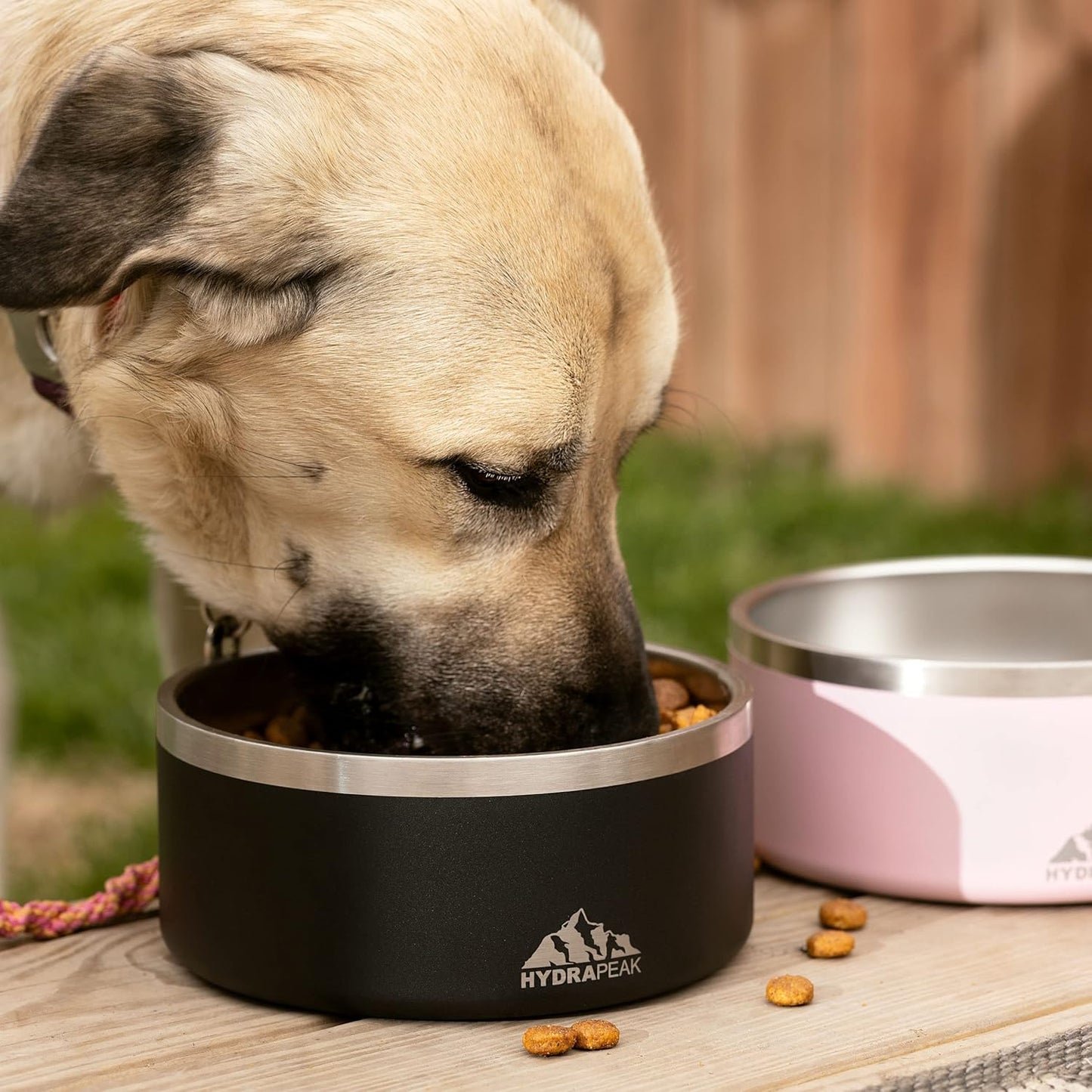 Hydrapeak Dog Bowl; Non Slip Stainless Steel; Water and Food Dish; Large Sized and Small Dogs; 32oz 64oz; Multiple Sizes; 4 Cup | Black