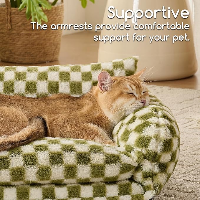 Hollypet Cat Bed Small Dog Orthopedic Couch Beds for Pets up to 13 lbs | Fluffy Multifunctional Double-Layer Warming Kitten Pet Couch Orthopedic Beds with Machine Washable Cover and Non-Slip Bottom