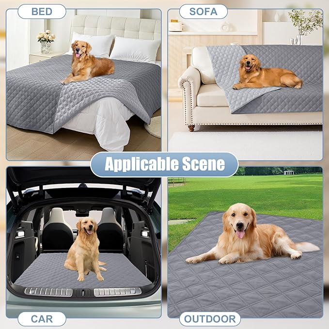 Smiry Waterproof Dog Bed Cover Pet Blanket, Soft Washable Dog Blanket for Furniture Bed Couch Sofa Reversible, Checkered (30"x53", Grey/Light Grey)