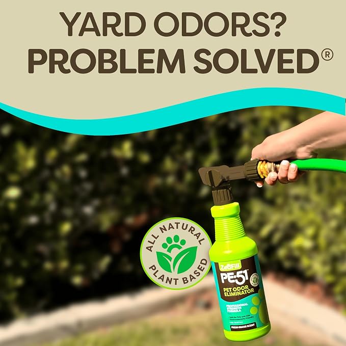 ZEOFILL PE-51 Pet Urine Odor Eliminator - Professional Pet Urine Enzyme Cleaner - Pet, Turf & Yard Smell Remover, Cat & Dog Pee Deodorizer Spray, Outdoor Use Natural Eco-Friendly Enzymes, 1 Gallon