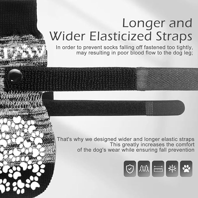 EXPAWLORER Anti Slip Dog Socks to Prevent Licking Paws, Dog Shoes for Hot Pavement, Dog Booties for Small Medium Large Senior Dogs, Traction Control Boots & Paw Protectors for Hardwood Floors