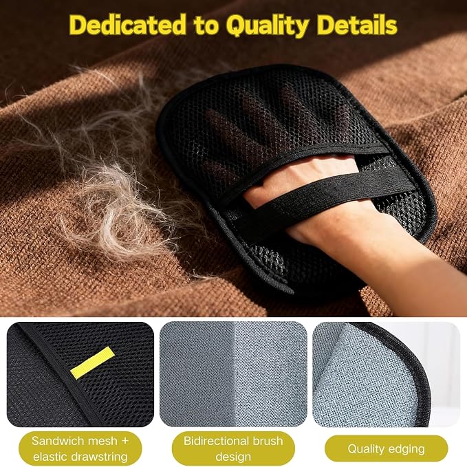 Pet Hair Removal Glove for Cats & Dogs - Upgraded Five-Finger Electrostatic Reusable Magic Brush, Machine Washable for Clothing, Couch, Carpet & Furniture