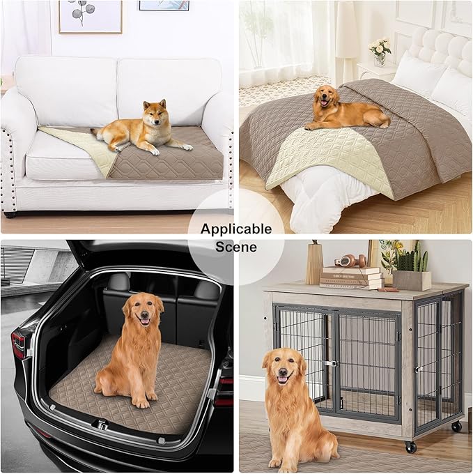 Smiry Reversible Waterproof Couch Covers for Sofa, Washable Dogs Pet Couch Covers for 3 Cushion Sofa Pet Friendly, Water Resistant Furniture Protector Slipcover, Geometric (30"x53", Taupe/Beige)