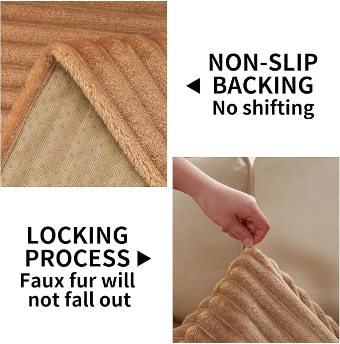 HAOMAIJIA Waterproof Couch Cover for Dogs Washable,Faux Fur Pet Couch Covers for Sofa,Soft Dog Bed Cover Non-Slip Couch Covers for 3 Cushion Couch Sofa Pet Friendly (Khaki, 35" x 74")