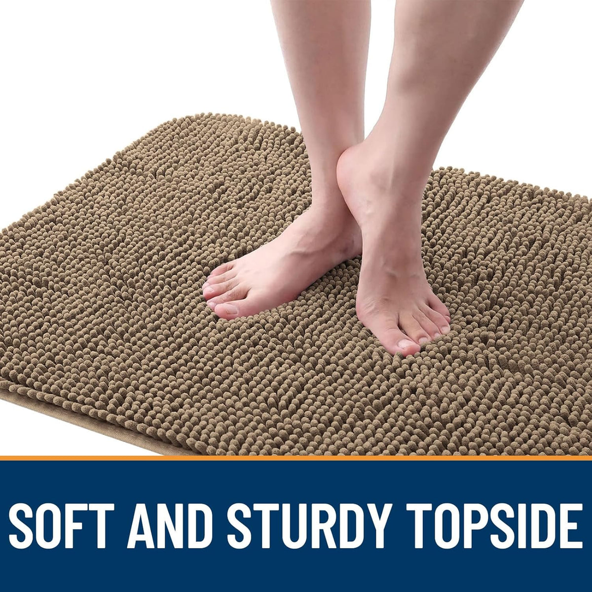 OLANLY Dog Door Mat for Muddy Paws 59x20, Absorbs Moisture and Dirt, Absorbent Non-Slip Washable Doormat, Quick Dry Chenille Mud Mat for Dogs, Entry Indoor Entryway Carpet for Inside Floor, Tan