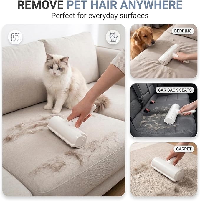 Pet Hair Remover Roller for Dog & Cat Hair | Reusable, Self Cleaning, For Furniture, Couch, Carpet, Rugs, Bedding & Car