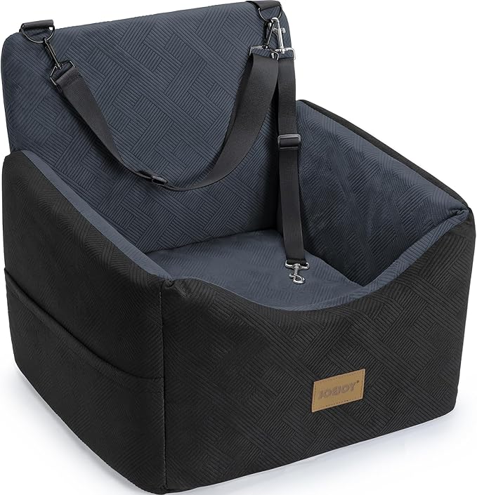 JOEJOY Dog Car Seats for Small Medium Dogs Under 35lbs, Dog Booster Seat with Detachable Washable Cover and Cushion, Memory Foam Pet Car Seat with Safety Belt and Storage Pockets (DG)